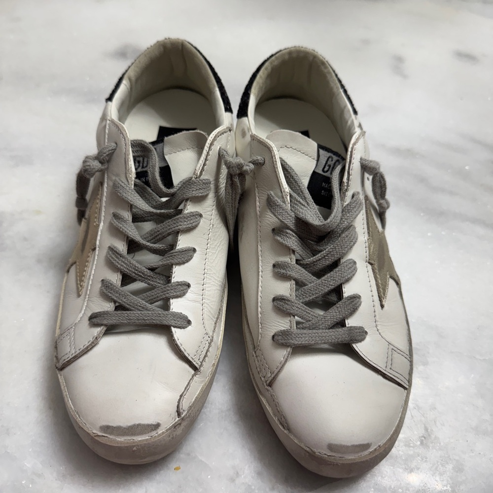 Golden Goose White and Gray Sneakers
